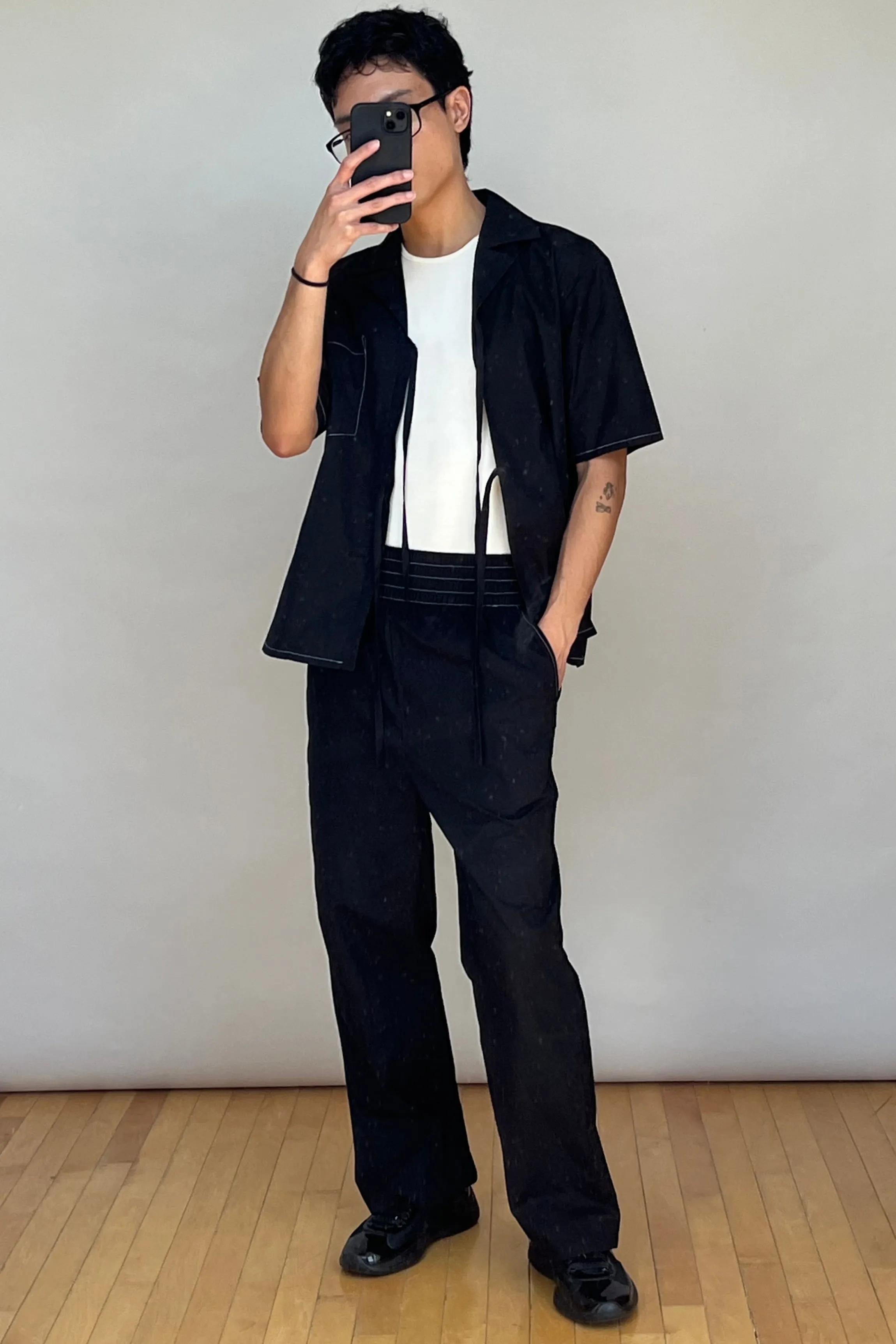 Black & Blue Contrast Stitch Track Pant