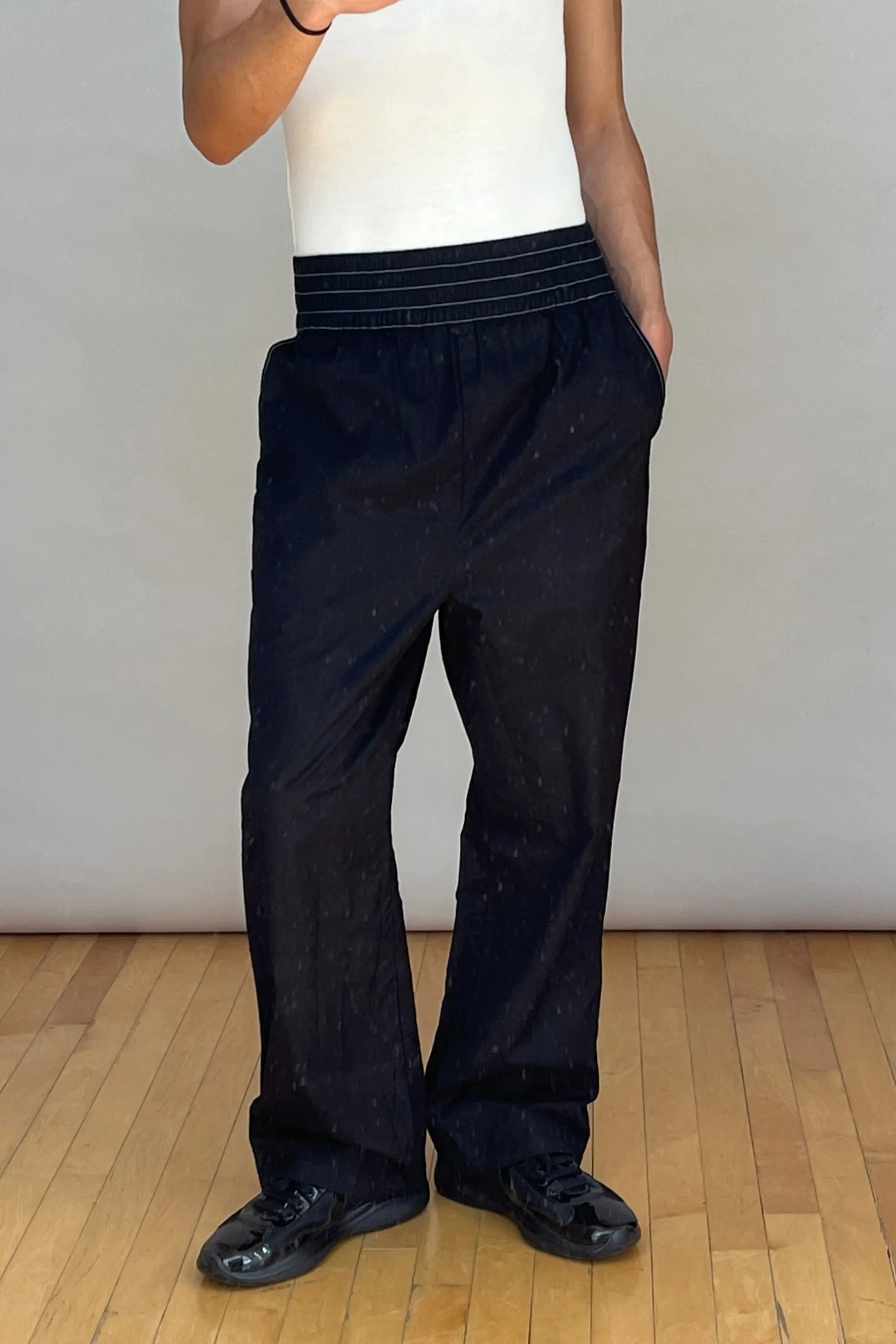 Black & Blue Contrast Stitch Track Pant