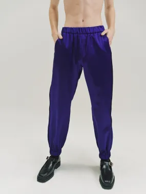 Deep Purple Satin Slim Track Pants
