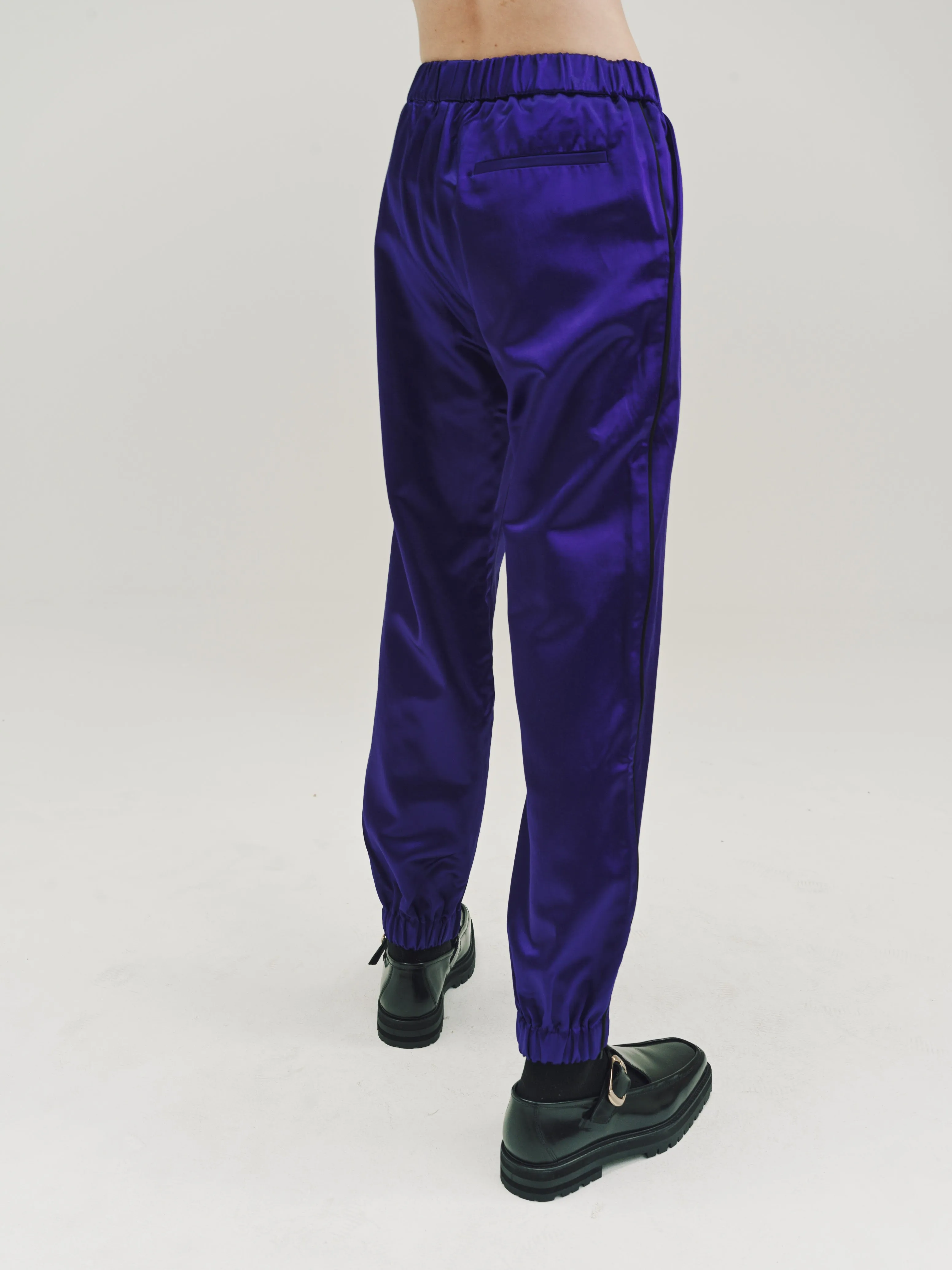 Deep Purple Satin Slim Track Pants