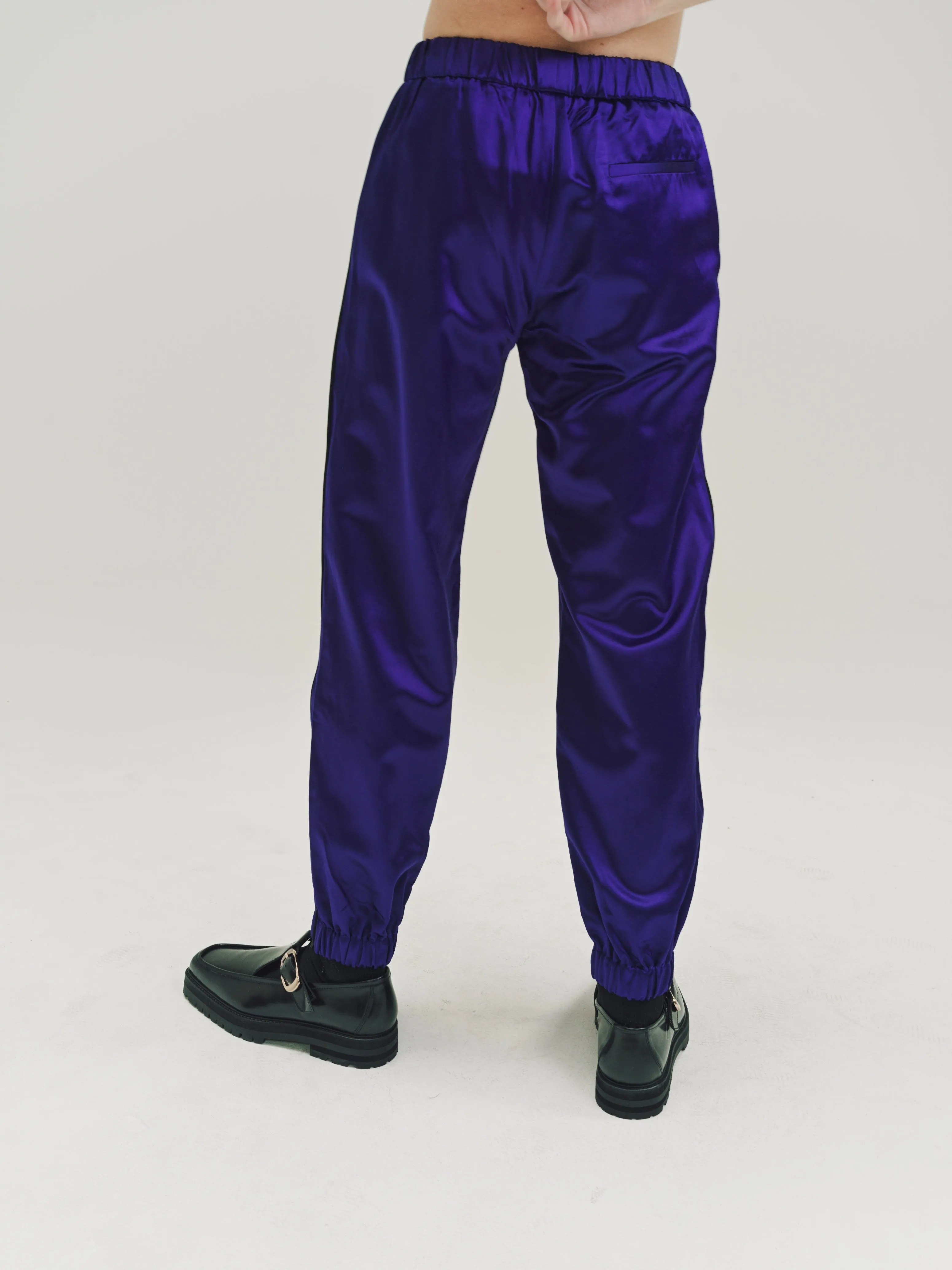 Deep Purple Satin Slim Track Pants