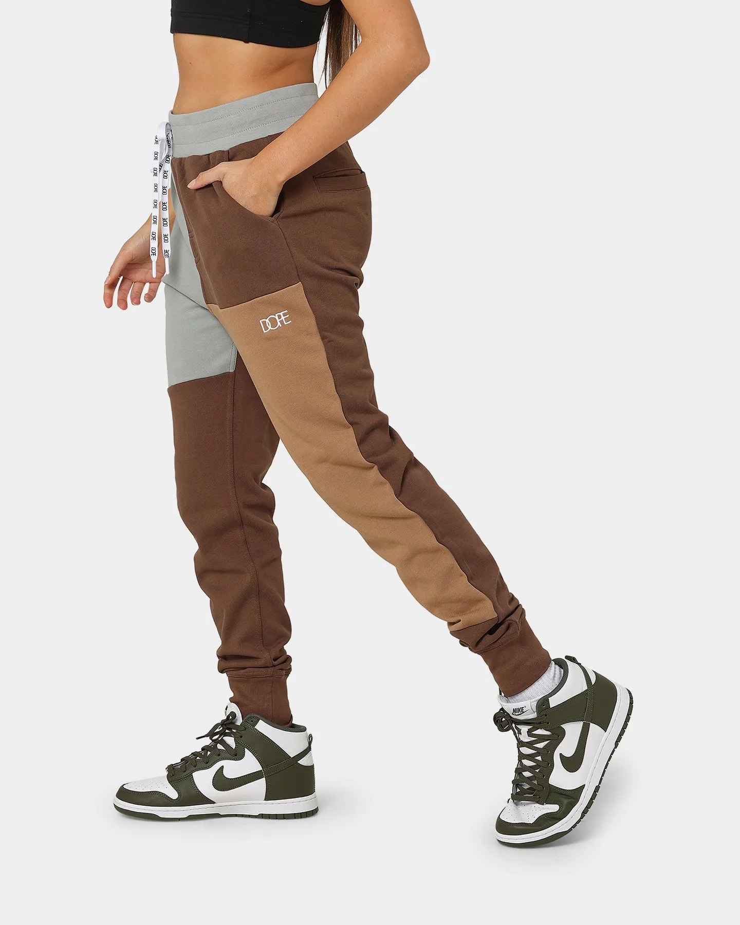 DOPE Panel Track Pants Brown/Grey
