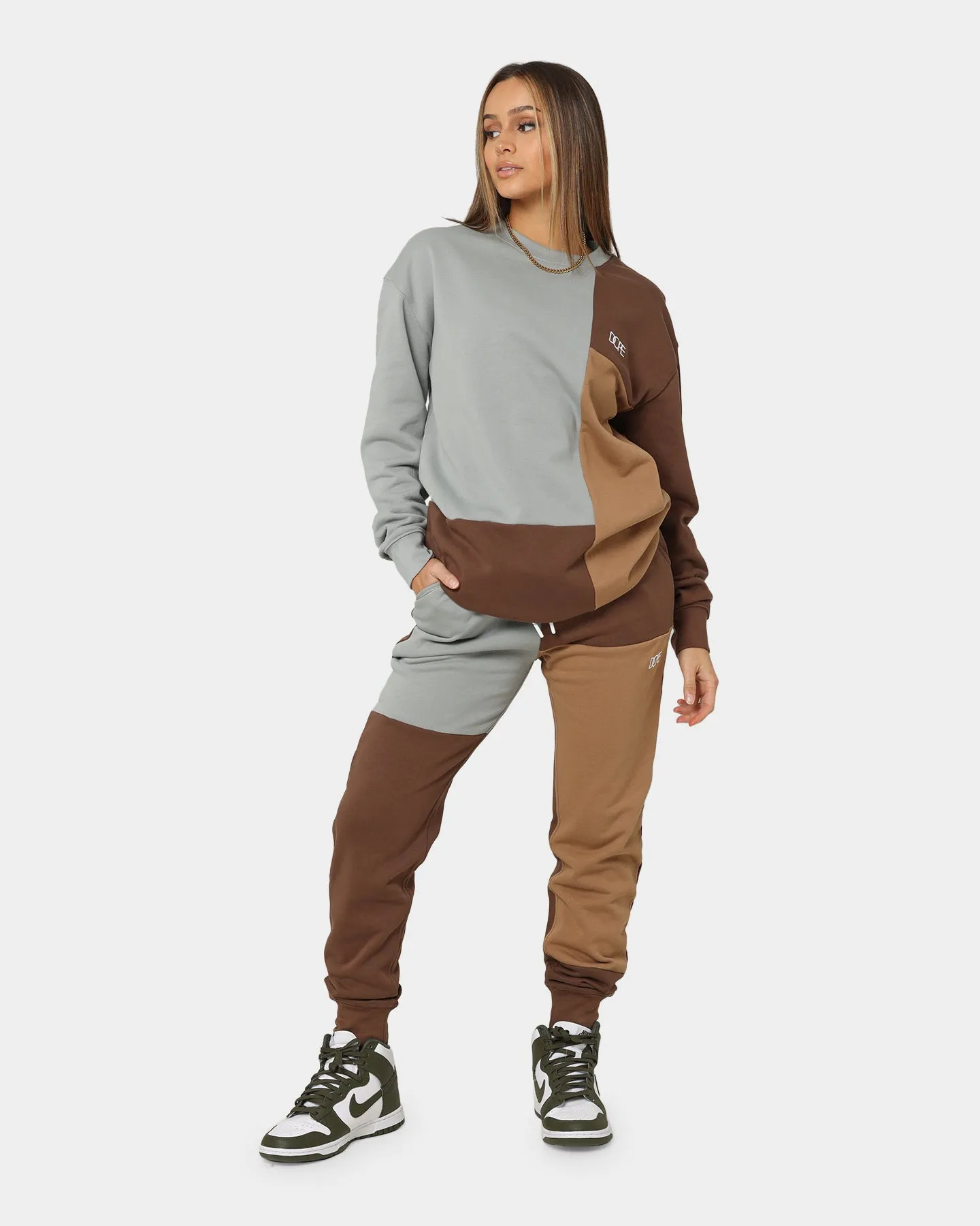 DOPE Panel Track Pants Brown/Grey