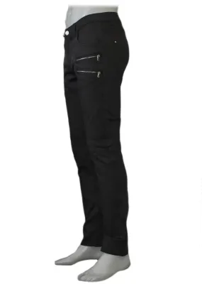 Double Gold Zipper Black Sport Pants