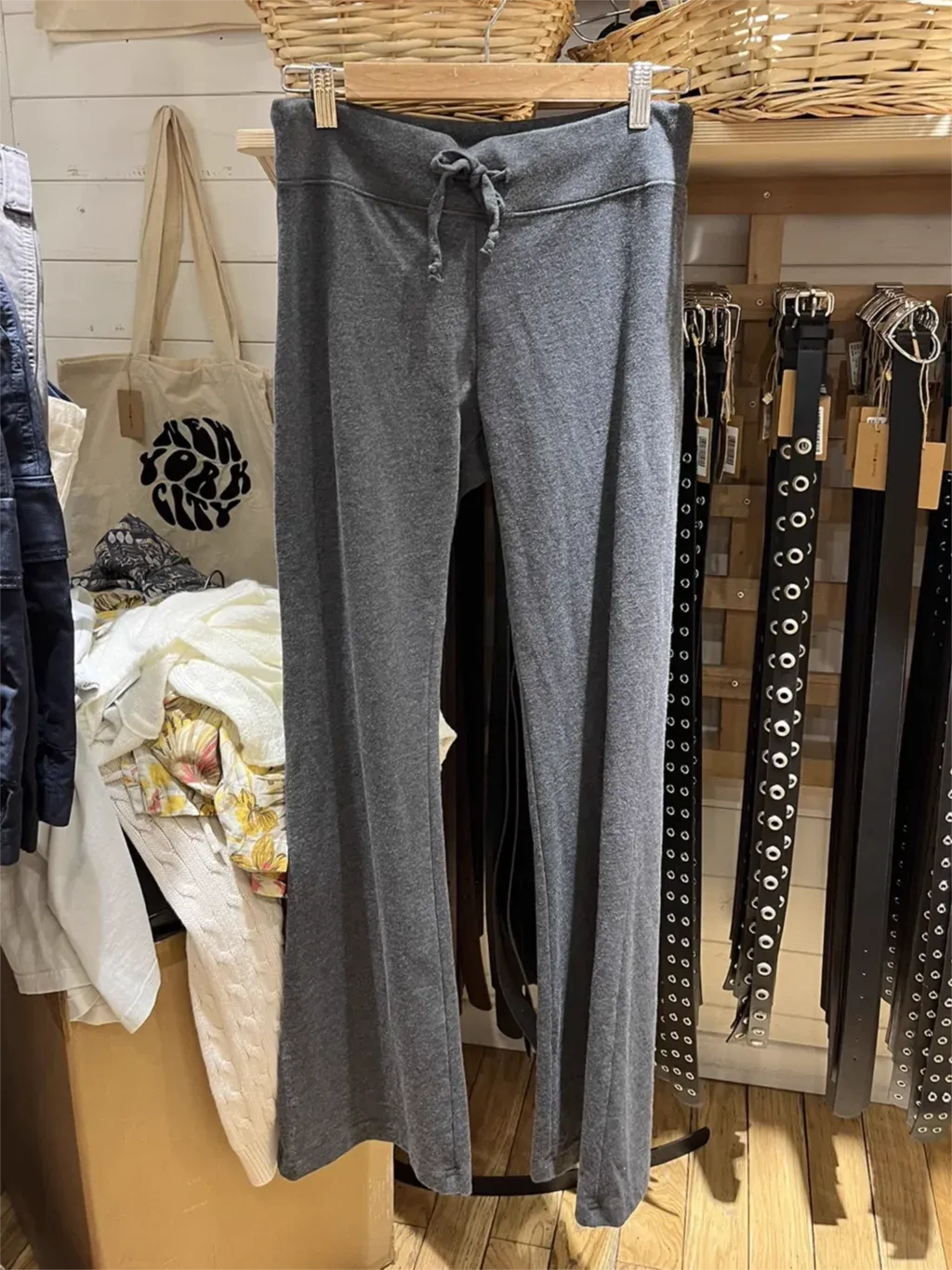 Girlary Gray Cotton Drawstring Flare Pant Autumn Woman High Waist Slim Sport Long Pants Female Simple Casual Y2k Trousers Chic