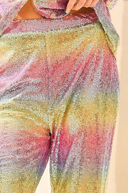 Multi Rainbow Sequin Pants