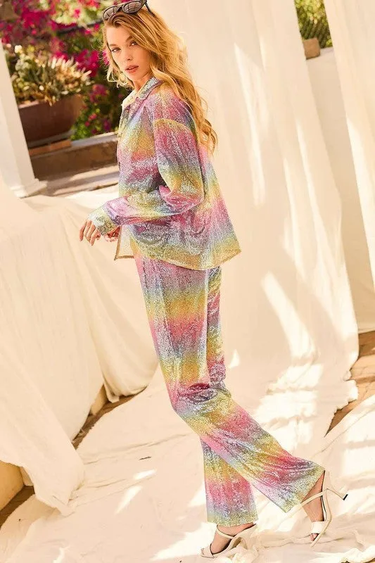 Multi Rainbow Sequin Pants