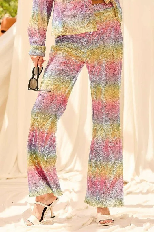 Multi Rainbow Sequin Pants
