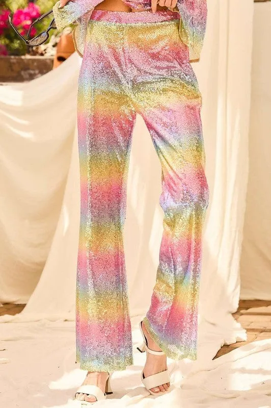 Multi Rainbow Sequin Pants