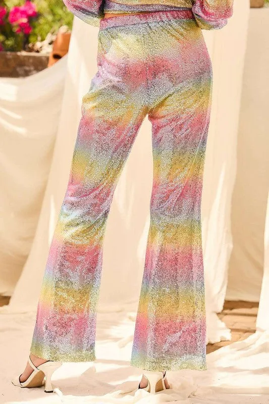 Multi Rainbow Sequin Pants