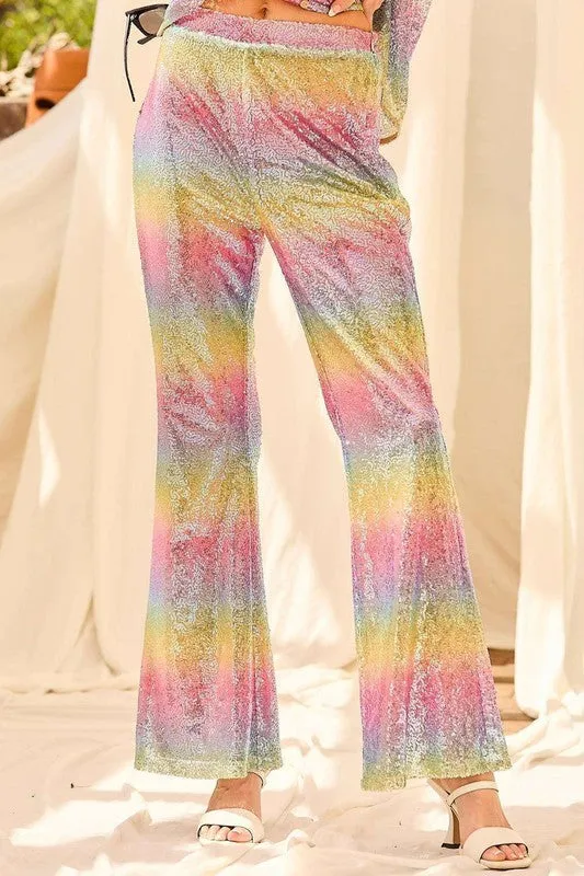 Multi Rainbow Sequin Pants
