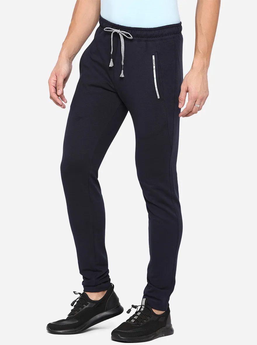 Navy Blue Solid Regular Track Pant | JadeBlue