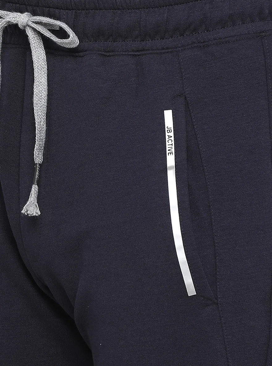 Navy Blue Solid Regular Track Pant | JadeBlue