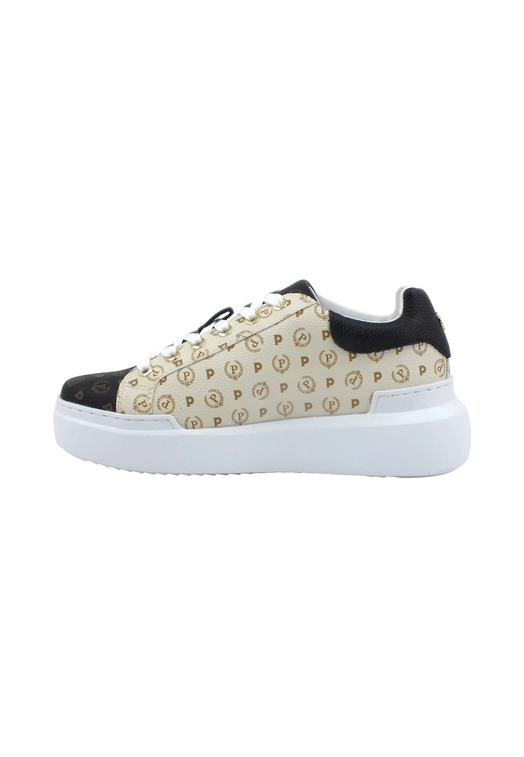 POLLINI Sneaker Donna Bicolor Nero Avorio TA15324G0GQ5300A
