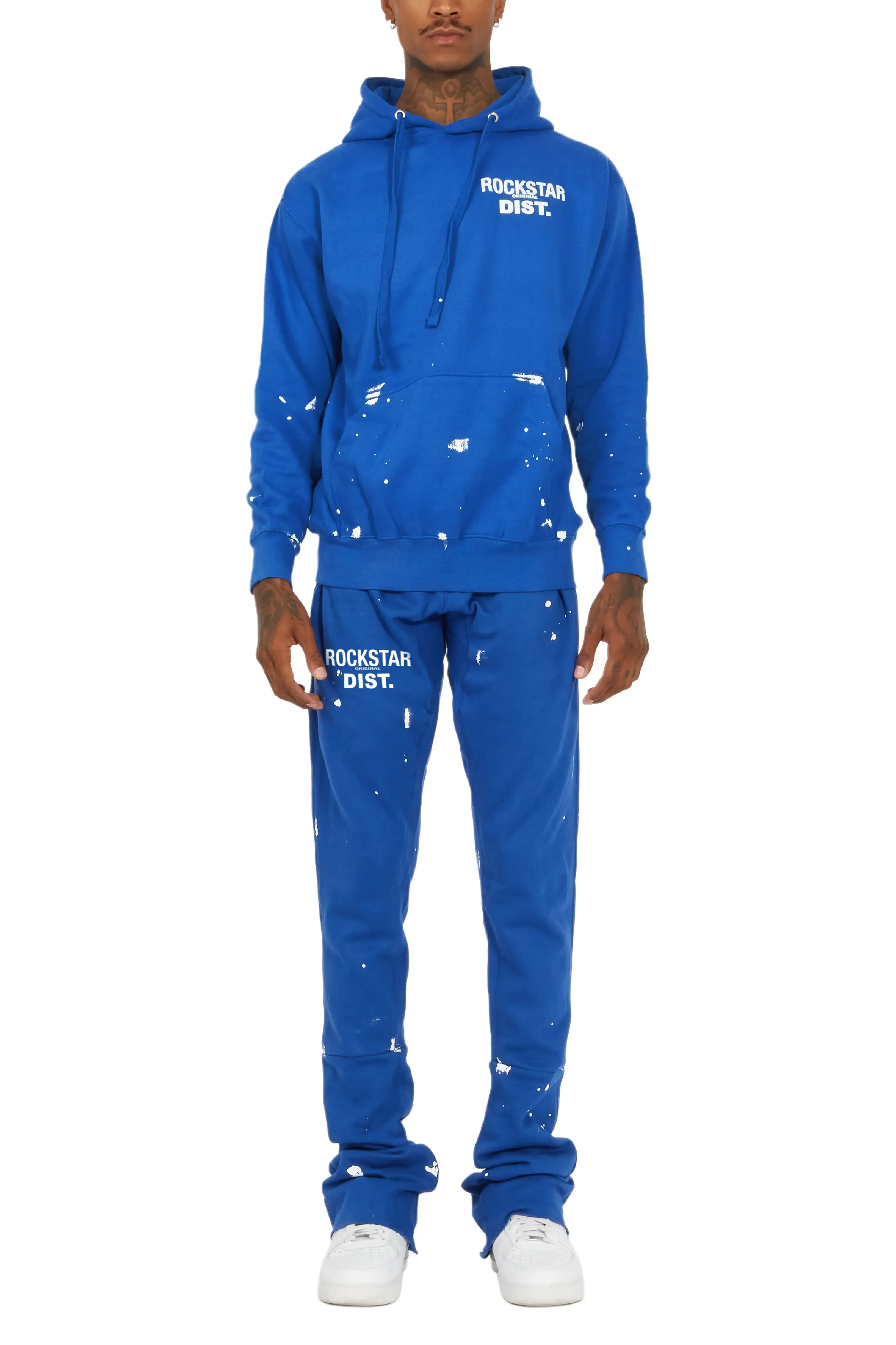 Raffer Royal Blue Hoodie/Super Stacked Flare Track Set
